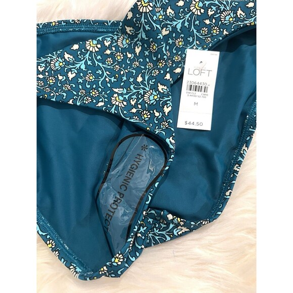 Ann Taylor Loft Beach Women Swimsuit 2-Piece Green Floral Tankini Bikini Medium - Picture 10 of 14